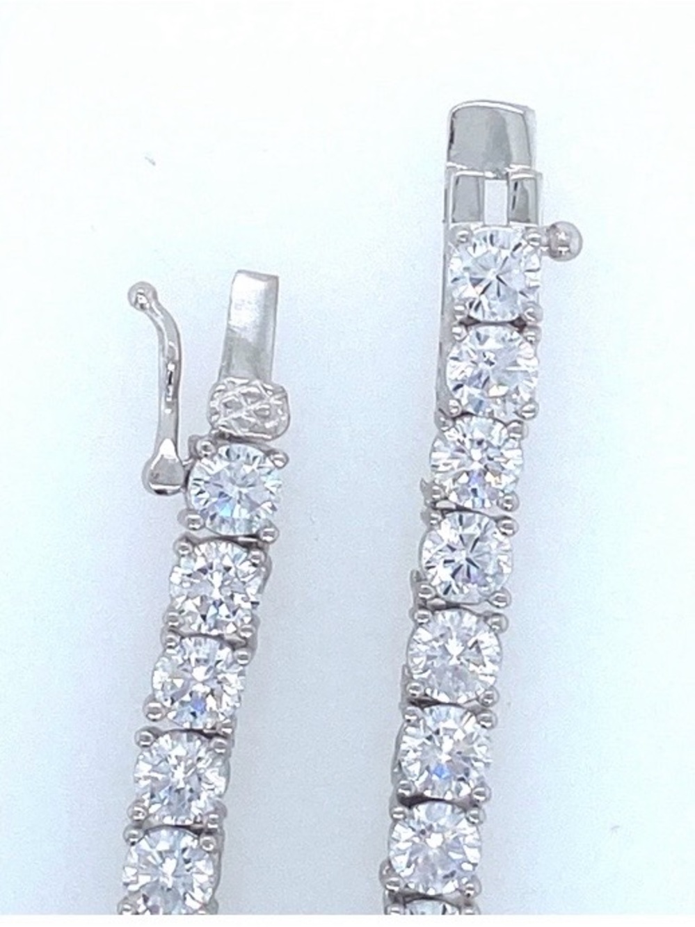 Classic 14k White Gold Plated 3MM CZ Tennis Necklace - 17” & Secure Safety Clasp - Picture 3 of 8